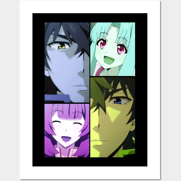 Cool Retro Shield Hero Characters Collage Wall Art by designsenpai